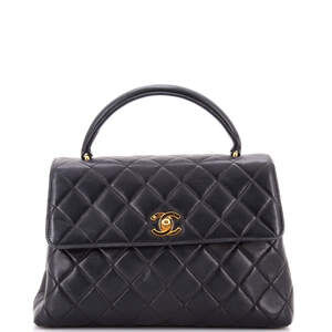 Chanel Medium Vintage Classic Top Handle Flap Bag Quilted Lambskin